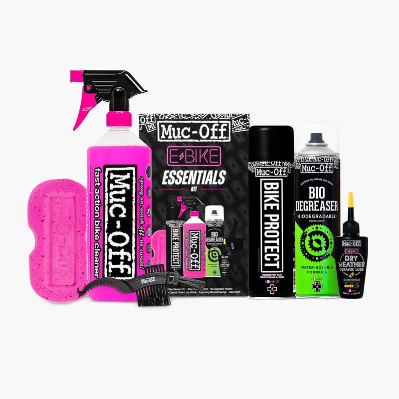 KIT MUC-OFF ESSENTIALS LIMPIEZA/PROTECCION/LUBRICANTE E-BIKE